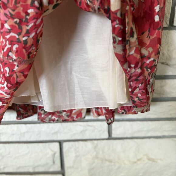 NIC+ZOE Pink/ Red Floral A-Line Skirt Silky Blend  Zip Closure Size 12 - Picture 5 of 7